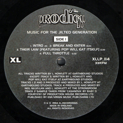 The Prodigy : Music For The Jilted Generation (2xLP, Album, RE, RP)