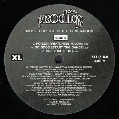 The Prodigy : Music For The Jilted Generation (2xLP, Album, RE, RP)