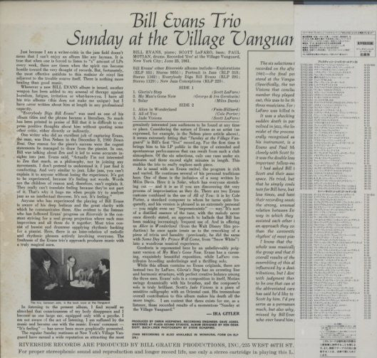 Bill Evans Trio* Featuring Scott La Faro* : Sunday At The Village Vanguard (LP, Album, RE)
