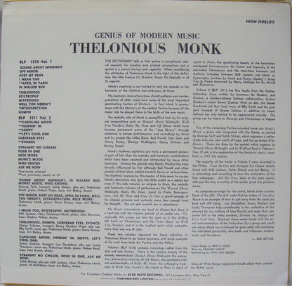 Thelonious Monk : Genius Of Modern Music Volume 1 (LP, Comp, Mono, RE, RM)