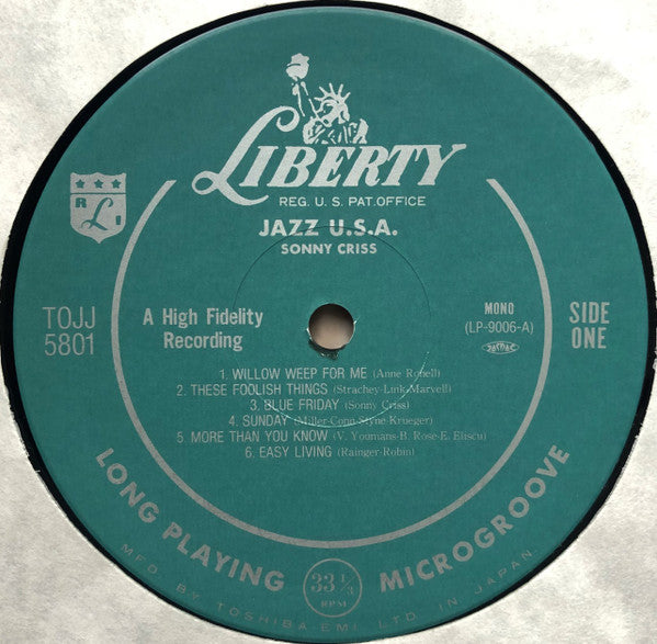 Sonny Criss : Jazz - U.S.A. (LP, Album, Mono, RE)