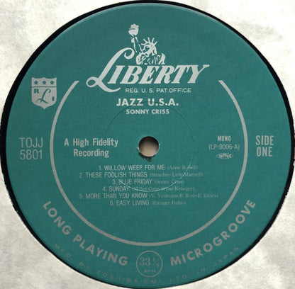 Sonny Criss : Jazz - U.S.A. (LP, Album, Mono, RE)