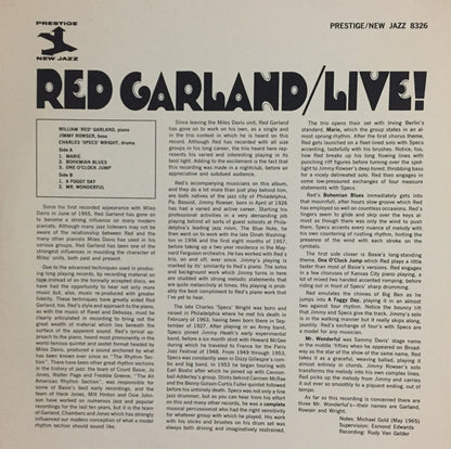 Red Garland : Live! (LP, Album, Mono, RE)