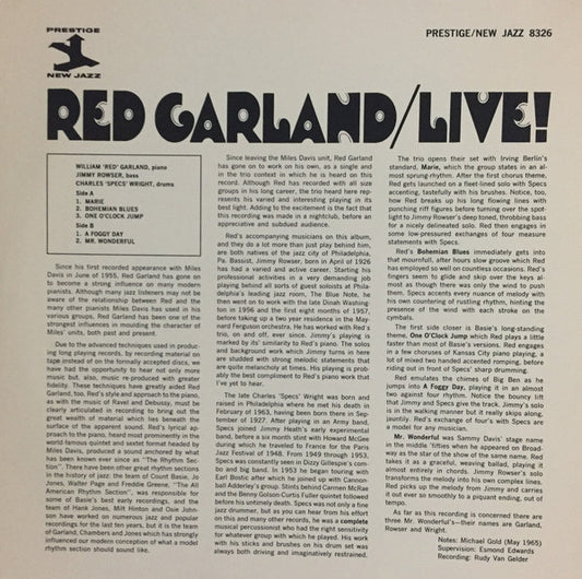 Red Garland : Live! (LP, Album, Mono, RE)
