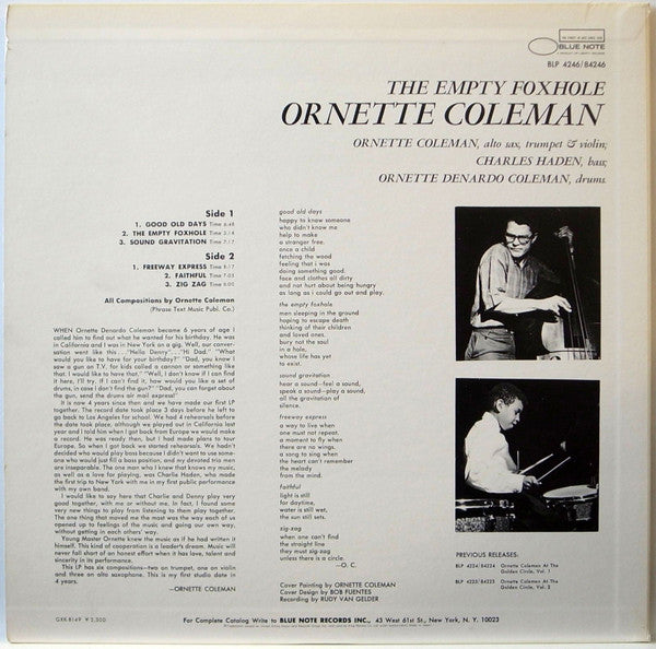 Ornette Coleman : The Empty Foxhole (LP, Album, RE)