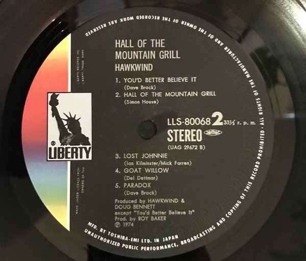 Hawkwind : Hall Of The Mountain Grill (LP, Album)