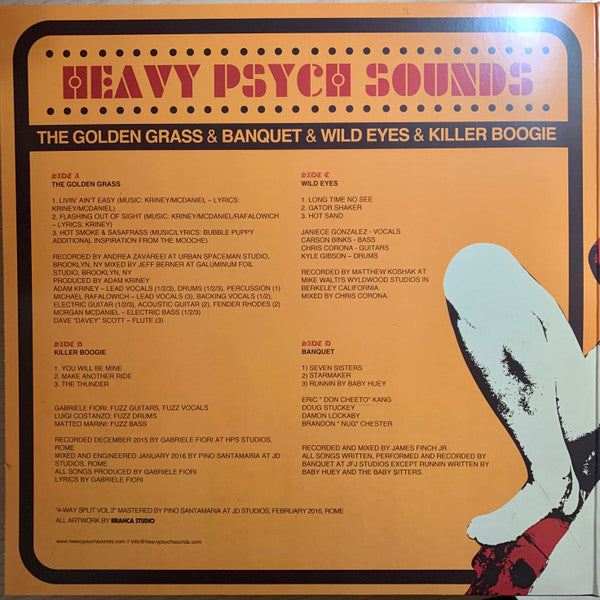 The Golden Grass, Banquet (3), Wild Eyes (4), Killer Boogie : 4-Way Split Vol. 2 (2xLP, Album, Ltd, Gre)