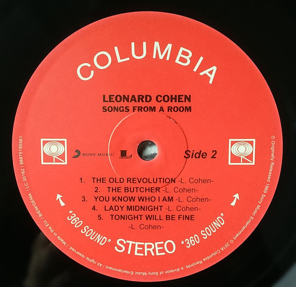 Leonard Cohen : Songs From A Room (LP, Album, RE, RP, 180)