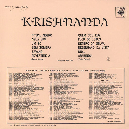 Pedro Santos : Krishnanda (LP, Album, RE)
