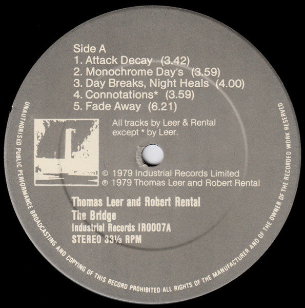 Thomas Leer & Robert Rental : The Bridge (LP, Album, Rec)