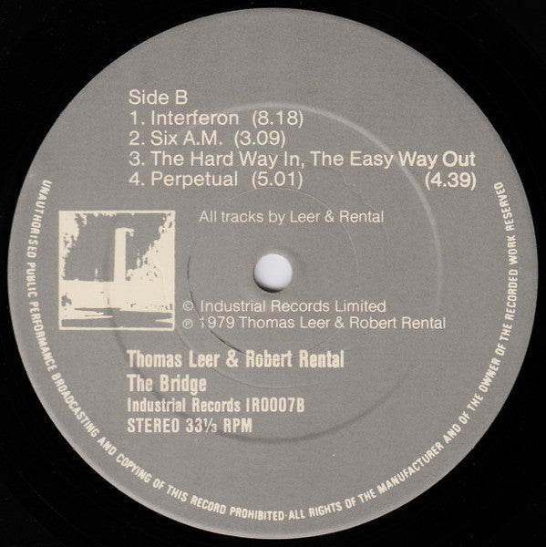 Thomas Leer & Robert Rental : The Bridge (LP, Album, Rec)