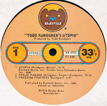 Load image into Gallery viewer, Utopia (5) : Todd Rundgren&#39;s Utopia (LP, Album, Cap)