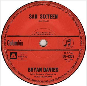 Bryan Davies : Sad Sixteen (7", Single)