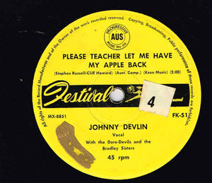 Johnny Devlin : Please Teacher Let Me Have My Apple Back  (7", Single)